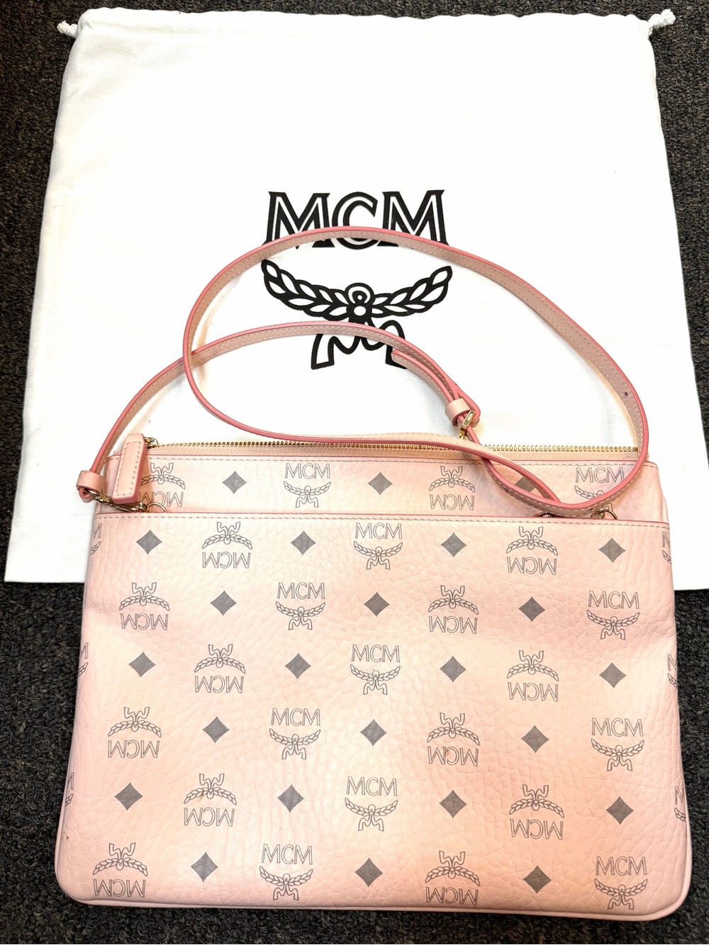 MCM Pale Pink Crossbody Bag with Dust Pouch